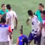 Cầu thủ tát nữ trọng tài sau khi bị rút thẻ đỏ