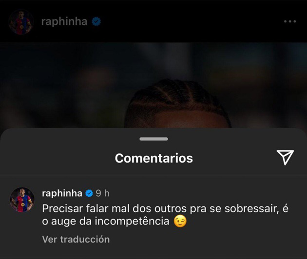 Raphinha tấn công Rodri: “Chê người khác để nâng mình lên là đỉnh cao của sự bất tài”